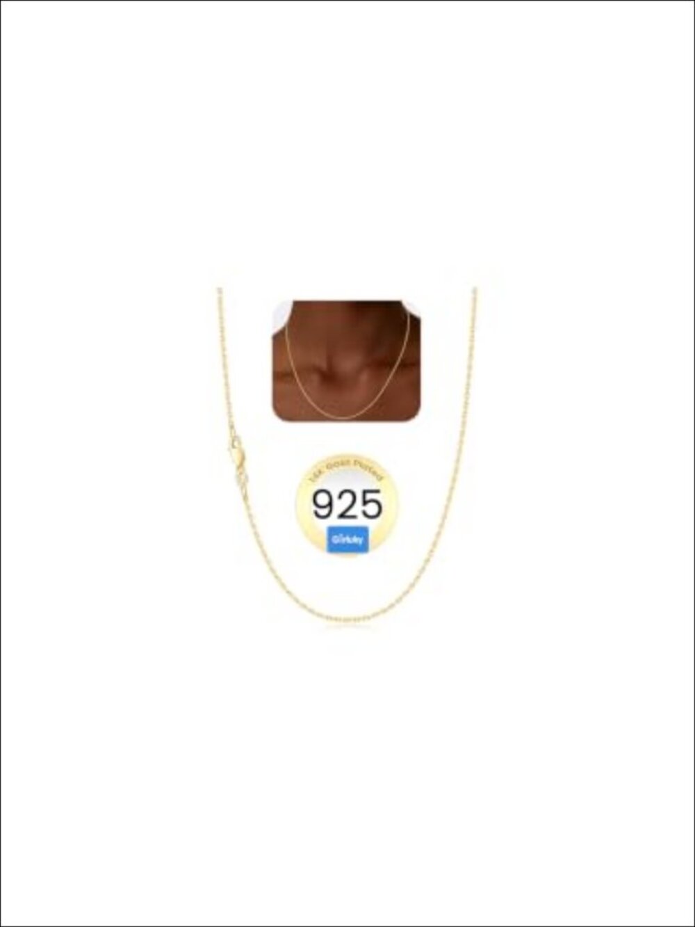 925 Sterling Silver 14K Gold Plated Cable Chain Necklace 18" Lobster Clasp